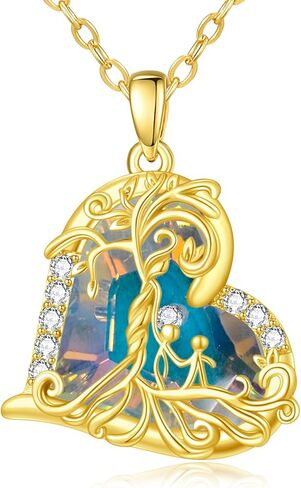 JIYVY32 14K Gold Tree Of Life Necklace Gifts for Women,Mother and 2 Pendant Stone Family Tree Necklaces,Valentines Anniversary Birthday Gifts for Her Wife Mom Grandma Daughter in Saudi Arabia