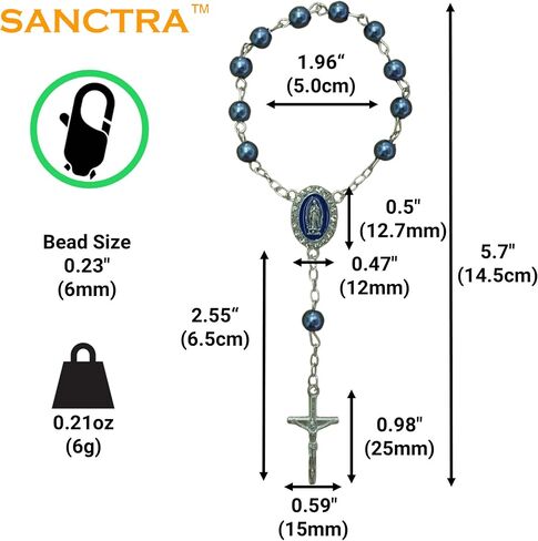 مسبحة سفر SANCTRA لمدة عقد واحد، مصنوعة يدويًا ومباركة في الأرض المقدسة، مسبحة عقد واحد مع ميدالية وصليب، وحقيبة هدايا وشهادة الأصالة in Kuwait