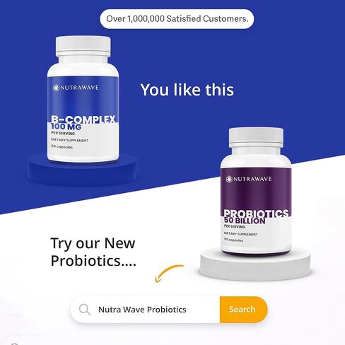 Nutrawave VITAMIN B COMPLEX 100، 9 Complete B's - B1- B12 للرجال والنساء، يقلل التوتر، ويدعم المناعة، والشعر، والجلد، ويدعم مستويات الطاقة ووظيفة الدماغ - نباتي - 60 كبسولة / كمية تكفي لمدة شهرين in Saudi Arabia