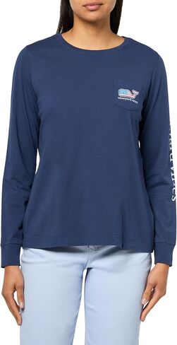 تي شيرت Vineyard Vines للسيدات بجيب طويل الأكمام بعلم الحوت in Saudi Arabia
