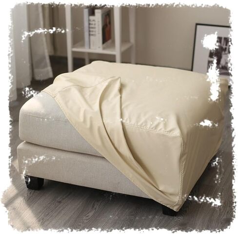BIUBPW Leather Ottoman Slipcover Thick Storage Ottoman Cover Waterproof Footrest Stool Covers Stretch Sofa Slipcovers for Living Room Dog Cat(Beige,81-100cm/31-39in) in Saudi Arabia