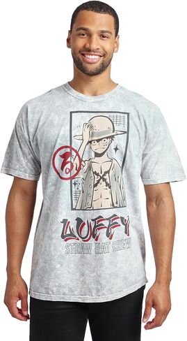One Piece (Animated Series) Luffy Men’s Gray Cloud Wash Short Sleeve Tee in Saudi Arabia