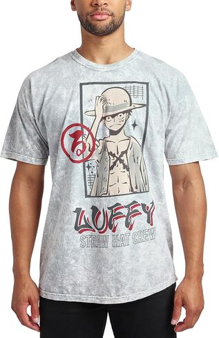 One Piece (Animated Series) Luffy Men’s Gray Cloud Wash Short Sleeve Tee in Saudi Arabia