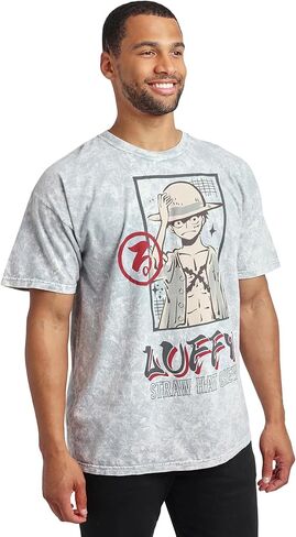 One Piece (Animated Series) Luffy Men’s Gray Cloud Wash Short Sleeve Tee in Saudi Arabia