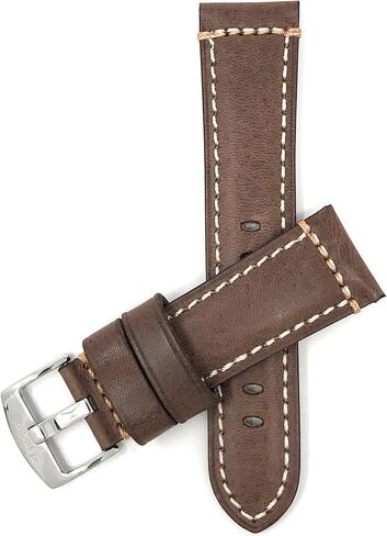Bandini 22mm - 24mm, Genuine Italian Leather Watch Strap Band, Double Stitching, Stainless Steel Buckle, Comes in Black, Blue, Brown and Tan in Saudi Arabia