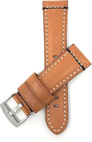 Bandini 22mm - 24mm, Genuine Italian Leather Watch Strap Band, Double Stitching, Stainless Steel Buckle, Comes in Black, Blue, Brown and Tan in Saudi Arabia