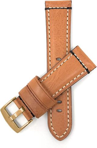 Bandini 22mm - 24mm, Genuine Italian Leather Watch Strap Band, Double Stitching, Stainless Steel Buckle, Comes in Black, Blue, Brown and Tan in Saudi Arabia
