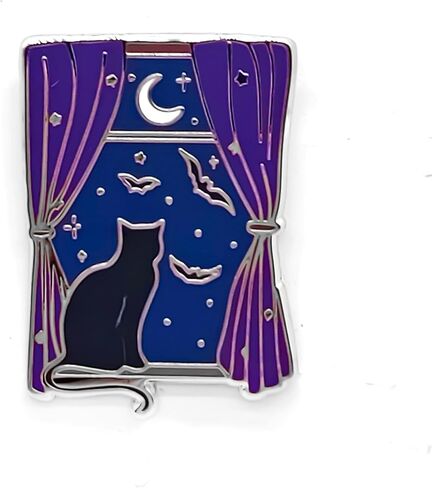 Moon, Black Cat, Bat Pin - Fun Series - Enamel Lapel Pin - Plated Badge for Clothing, Bags, and Lanyards in Saudi Arabia