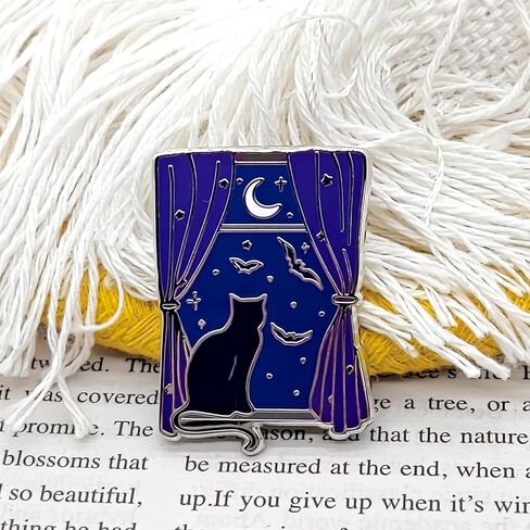 Moon, Black Cat, Bat Pin - Fun Series - Enamel Lapel Pin - Plated Badge for Clothing, Bags, and Lanyards in Saudi Arabia