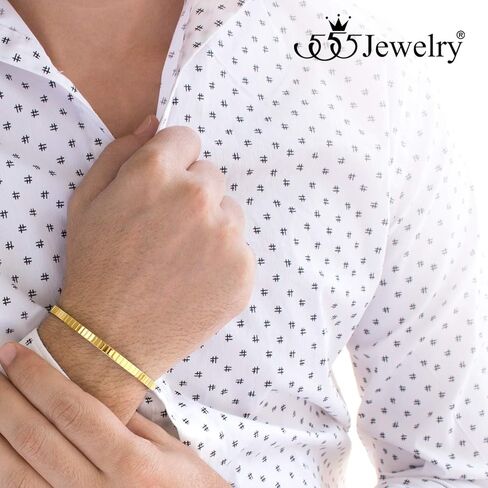 555Jewelry 4mm Sparkly Stainless Steel Solid Hinged Bangle Bracelet for Women in Saudi Arabia
