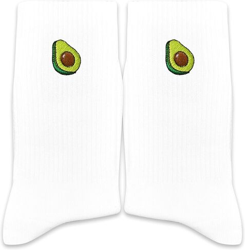 PSBGPC Avocado Embroidery Socks, Cute Avocado Toast Lover Socks Gifts for Birthday, Christmas, Thanksgiving, etc., Gifts for Healthy Foodies, Fitness Friends, etc.(083) in Kuwait