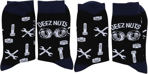 جوارب MBMSO Deez Nuts المرحة - هدايا لرجل الرحلة وميكانيكي السيارات - زوجان من الجوارب المبتكرة للكهربائيين in Kuwait