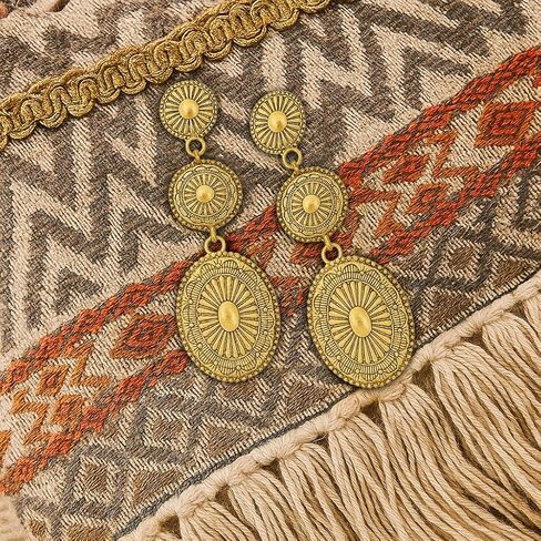 ecozran Chic Western Cowgirl Dangle Concho Earrings Boho Vintage Country Concert Sterling Silver Turquoise Elegant Hanging Bohemian Jewelry for Women in Saudi Arabia