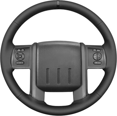 MEWANT Hand Sew Black Smooth Artificial Leather Steering Wheel Cover for Ford F-250 F-350 2011-2016 Ford Truck Accessory in Kuwait