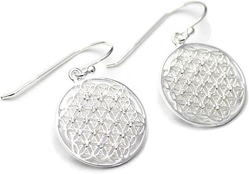 COSUMOSU flower of life Sacred Geometry 925 Sterling Silver earrings - 1.22 inch zirconia silver dangle earrings in Saudi Arabia