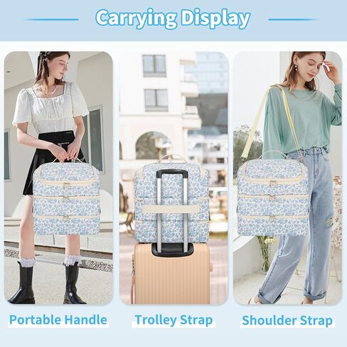 Extra Large Nail Polish Organizer - Three Layer Nail Organizers And Storage Bag, Portable Nail Supplies Organizer Case, Nail Tech Kit Travel Carrying Box with Shoulder Strap (Floral Blue, 117 Slots) in Saudi Arabia