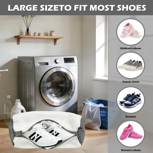 2Pcs Shoe Washing Machine Bag, Laundry Shoe Bag for Washer and Dryer, Reusable 360°Deep Protective Cleaning Bags, Include 2 Dry Net Bags and 2 Adjustable Shoe Trees, for Sneakers, Trainers(White) in Saudi Arabia