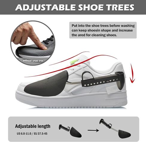 2Pcs Shoe Washing Machine Bag, Laundry Shoe Bag for Washer and Dryer, Reusable 360°Deep Protective Cleaning Bags, Include 2 Dry Net Bags and 2 Adjustable Shoe Trees, for Sneakers, Trainers(White) in Saudi Arabia