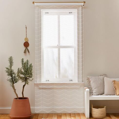 Boshen 45 Strands Acrylic Crystal Beaded Curtain, 35.5" x 79" Hanging Wave Pattern Doorway Decor, Room Divider for Windows Bedroom Balcony(White) in Saudi Arabia