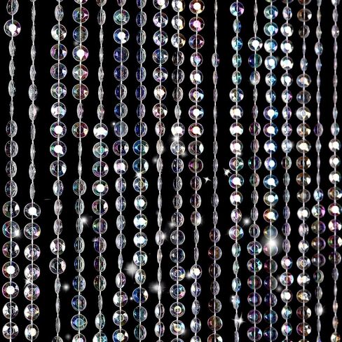 Boshen 45 Strands Acrylic Crystal Beaded Curtain, 35.5" x 79" Hanging Wave Pattern Doorway Decor, Room Divider for Windows Bedroom Balcony(White) in Saudi Arabia
