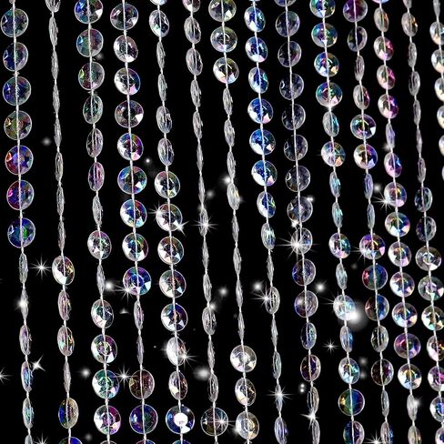 Boshen 45 Strands Acrylic Crystal Beaded Curtain, 35.5" x 79" Hanging Wave Pattern Doorway Decor, Room Divider for Windows Bedroom Balcony(White) in Saudi Arabia