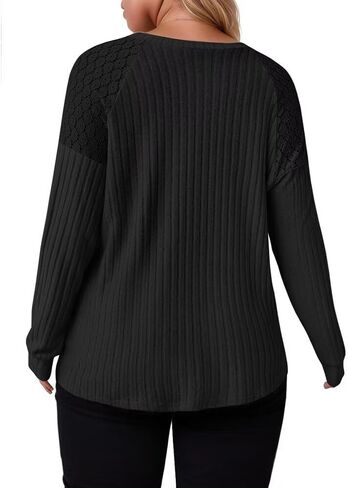 Plus Size Tops Womens Basic Crewneck Shirts Long Sleeve Sweatshirts Black XL in Saudi Arabia