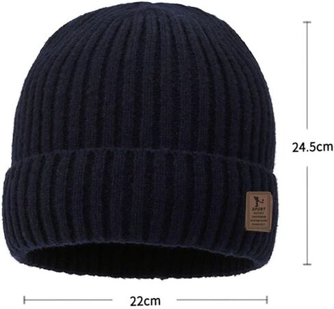 Beanies Hat Windproof Winter Thick Knitted Hat Warm Ear Cap Men(Black) in Saudi Arabia