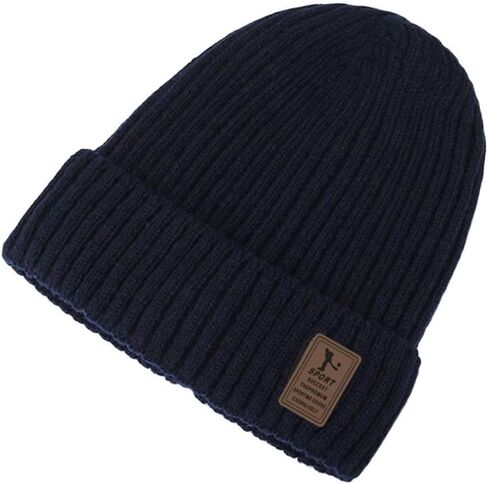 Beanies Hat Windproof Winter Thick Knitted Hat Warm Ear Cap Men(Black) in Saudi Arabia