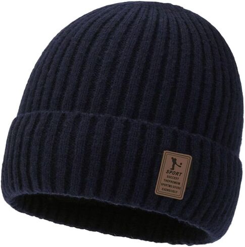 Beanies Hat Windproof Winter Thick Knitted Hat Warm Ear Cap Men(Black) in Saudi Arabia