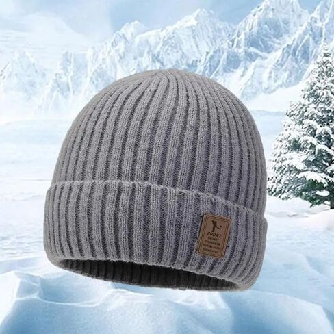 Beanies Hat Windproof Winter Thick Knitted Hat Warm Ear Cap Men(Black) in Saudi Arabia