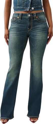 بنطال جينز Becca Bootcut النسائي من True Religion - غرزة كبيرة على شكل حرف T وجيوب بغطاء قلاب in Saudi Arabia