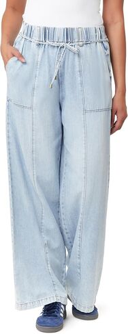 kensie Jeans for Women Drapey Ankle High-Rise Elastic Waist Tie Front 31-Inch Inseam, Size Small - Extra Large in Saudi Arabia