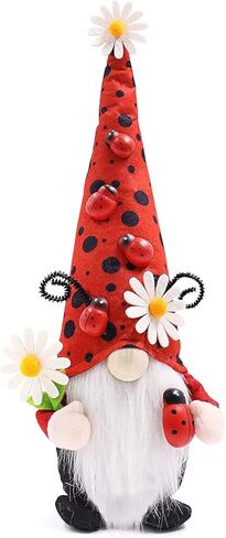 Dylayos Ladybug Gnome Plush، ديكور منزلي لطيف للربيع، عرض صينية متدرجة للصيف، للنساء، أحمر in Kuwait