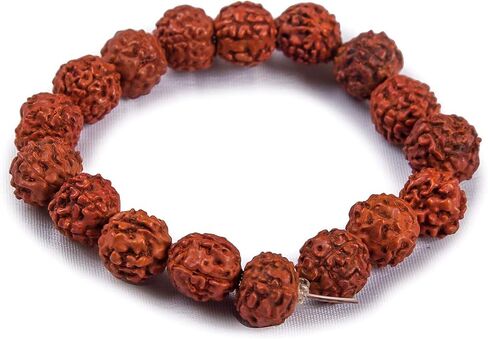 سوار Rudraksha للرجال والنساء مطلي بالذهب مصمم من خرز الهيمالايا 5-موخي وجه Rudraksha خرز مع لون ذهبي من الفولاذ المقاوم للصدأ مجوهرات روحية من أجل الطاقة الإيجابية والازدهار in Kuwait