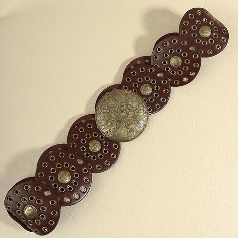 WWAYBEI Y2k Wide Boho Disc Belt for Women Vintage Concho Leather Disk Belts Western Waist Belts for Dress Jeans in Saudi Arabia