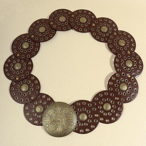 WWAYBEI Y2k Wide Boho Disc Belt for Women Vintage Concho Leather Disk Belts Western Waist Belts for Dress Jeans in Saudi Arabia
