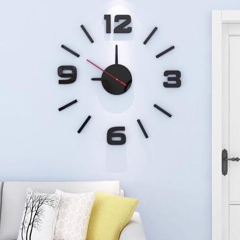 3D DIY Wall Clock Mirror Clock Creative Acrylic Wall Stickers Home Living Room Decoration Quartz Needle (Digital Gold) in Saudi Arabia