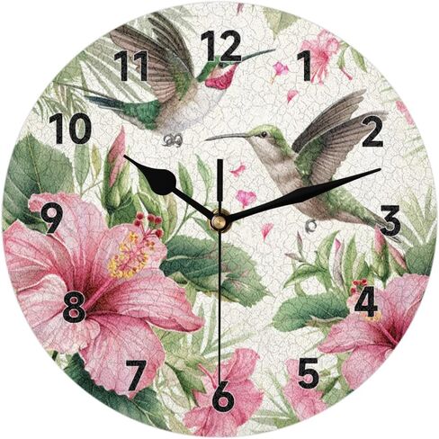 JIEDFEJUI Hummingbird ساعة حائط 9.84 بوصة ساعات حائط صامتة تعمل بالبطارية غير موقوتة ساعات دائرية لغرفة المعيشة والمطبخ وغرفة النوم وديكور الحاضر in Saudi Arabia