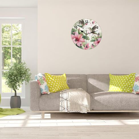 JIEDFEJUI Hummingbird ساعة حائط 9.84 بوصة ساعات حائط صامتة تعمل بالبطارية غير موقوتة ساعات دائرية لغرفة المعيشة والمطبخ وغرفة النوم وديكور الحاضر in Kuwait