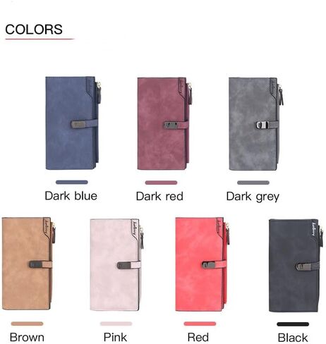 Adorinno Women's Faux Leather Wallet, 26 Card Slots, 1 Zipper Pocket,3 Fold Large Capacity,Instant Magnetic Buckle,Handhold Long Purse For ID Card Bank Card Money Organization(6.26x4.15in)(Pink) in Saudi Arabia