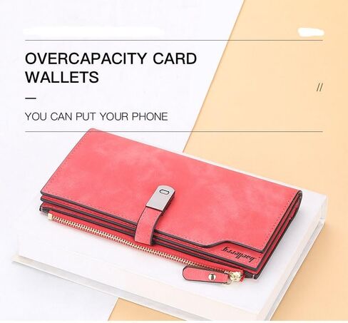 Adorinno Women's Faux Leather Wallet, 26 Card Slots, 1 Zipper Pocket,3 Fold Large Capacity,Instant Magnetic Buckle,Handhold Long Purse For ID Card Bank Card Money Organization(6.26x4.15in)(Pink) in Saudi Arabia
