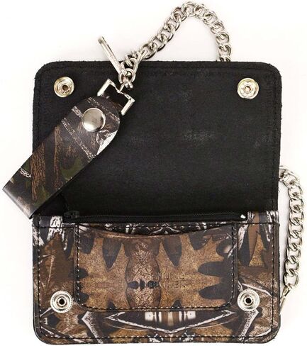 Milwaukee Leather MLW7803 محفظة جلدية مموهة ثنائية الطي للرجال مقاس 6 بوصات مع سلسلة من الفولاذ المقاوم للصدأ مضادة للسرقة - 6 بوصة in Saudi Arabia