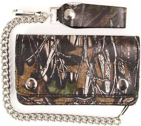 Milwaukee Leather MLW7803 محفظة جلدية مموهة ثنائية الطي للرجال مقاس 6 بوصات مع سلسلة من الفولاذ المقاوم للصدأ مضادة للسرقة - 6 بوصة in Saudi Arabia