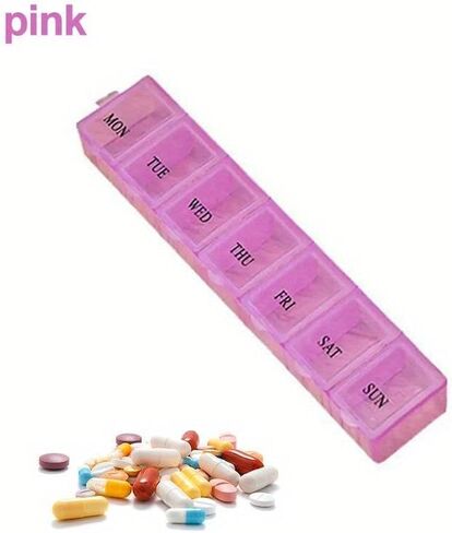 Plastic Pill Box Portable Exquisite Three-Color Plastic 7 Days Small Pill Medicine Storage Box Drug Separation (Blue) in Saudi Arabia