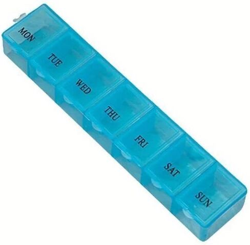 Plastic Pill Box Portable Exquisite Three-Color Plastic 7 Days Small Pill Medicine Storage Box Drug Separation (Blue) in Saudi Arabia
