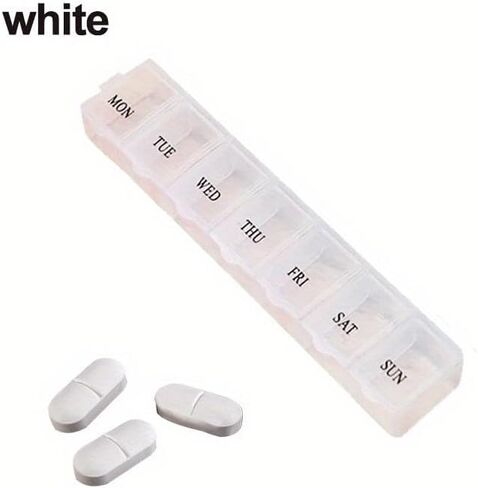 Plastic Pill Box Portable Exquisite Three-Color Plastic 7 Days Small Pill Medicine Storage Box Drug Separation (Blue) in Saudi Arabia