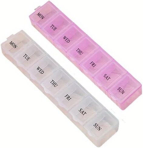 Plastic Pill Box Portable Exquisite Three-Color Plastic 7 Days Small Pill Medicine Storage Box Drug Separation (Blue) in Saudi Arabia