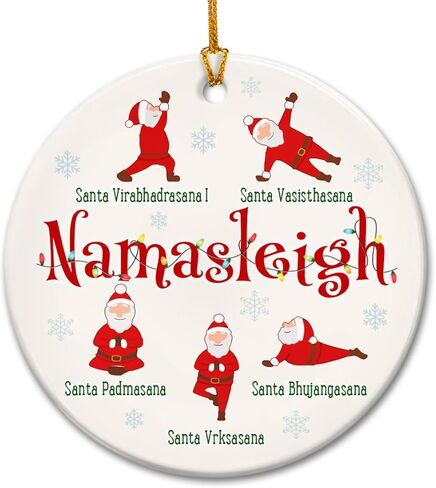 Yoga Ornaments for Christmas Tree, Santa Claus Meditation Ornaments - Namaste Yoga Gifts, Spiritual Gifts for Women, Lovers, Teachers, Instructors - Ceramic Christmas Hanging Decorations in Saudi Arabia