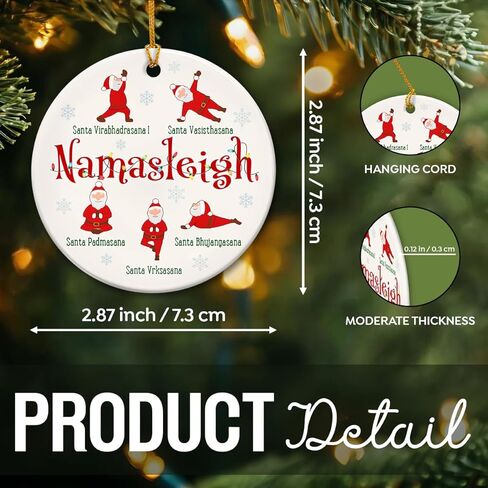 Yoga Ornaments for Christmas Tree, Santa Claus Meditation Ornaments - Namaste Yoga Gifts, Spiritual Gifts for Women, Lovers, Teachers, Instructors - Ceramic Christmas Hanging Decorations in Saudi Arabia