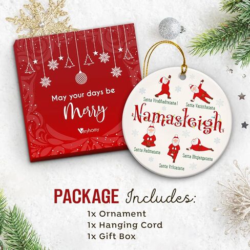 Yoga Ornaments for Christmas Tree, Santa Claus Meditation Ornaments - Namaste Yoga Gifts, Spiritual Gifts for Women, Lovers, Teachers, Instructors - Ceramic Christmas Hanging Decorations in Saudi Arabia